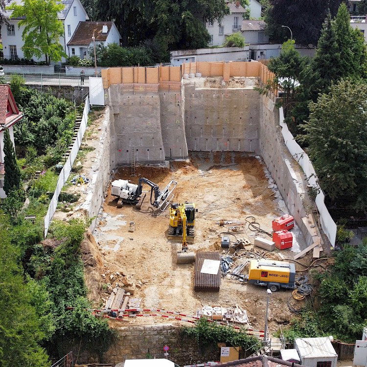 MFH Starenstrasse 23 Basel - Baufortschritt Baugrubensicherung und Aushub